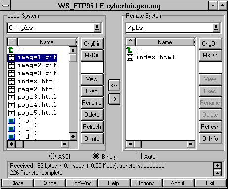 image of uploading a BINARY file